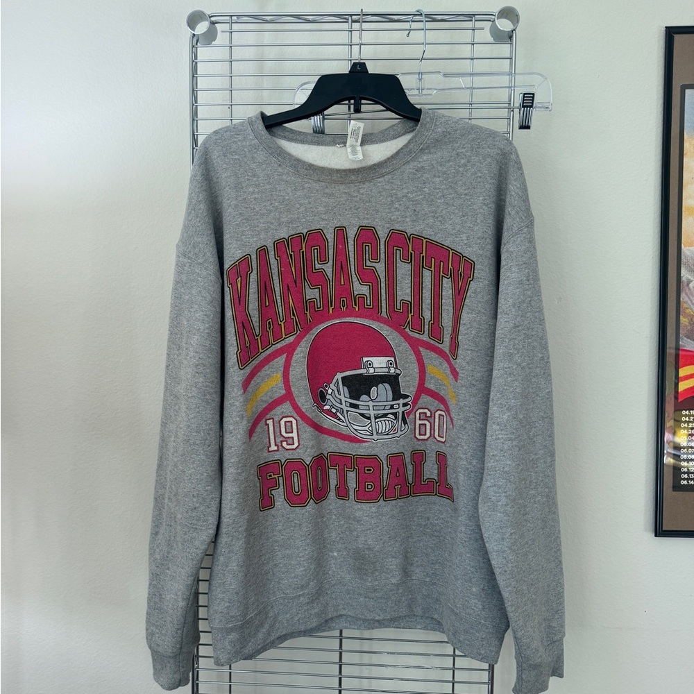 Kansas City Chiefs Gray Crewneck Jerzees